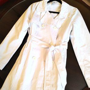 Ladies Long White Trench Old Navy Coat Size Medium